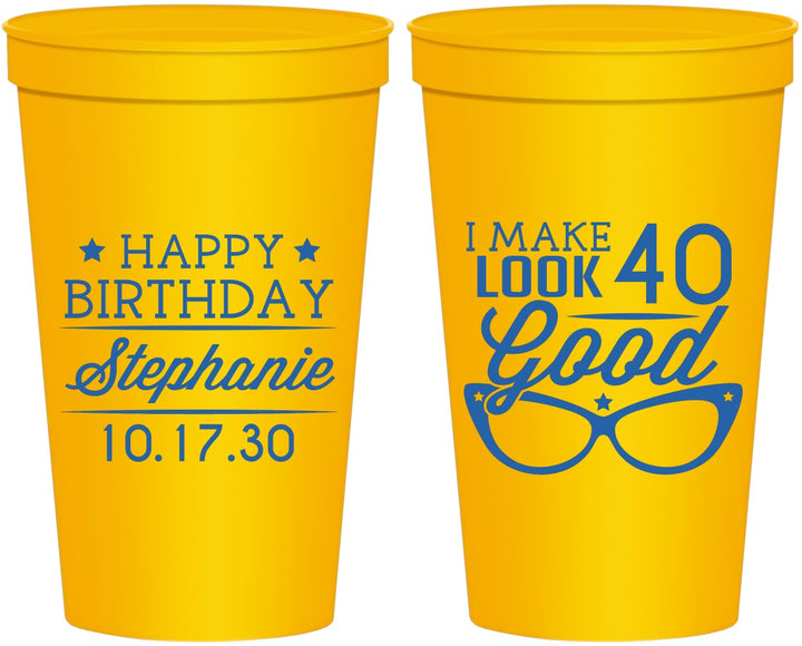 Personalized Birthday 22 oz Stadium Cups - 40th | 20048