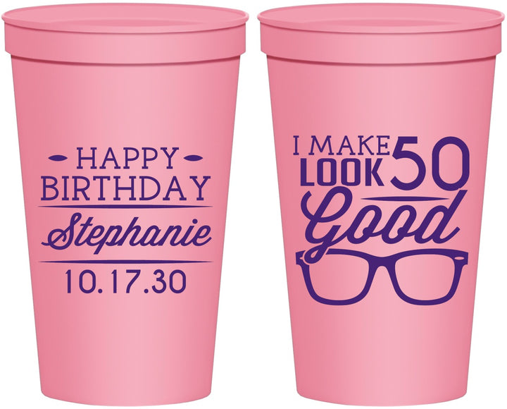 Personalized Birthday 22 oz Stadium Cups - 50th | 20049
