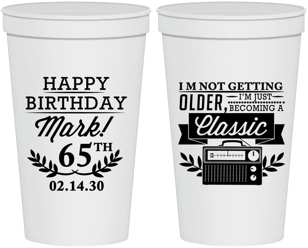 Personalized Birthday 22 oz Stadium Cups - 65th Classic Radio | 20056
