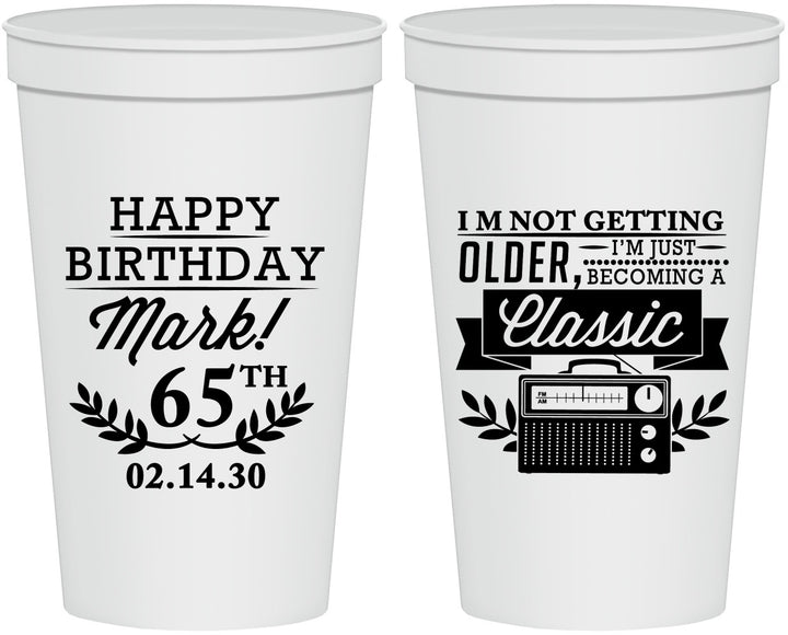 Personalized Birthday 22 oz Stadium Cups - 65th Classic Radio | 20056