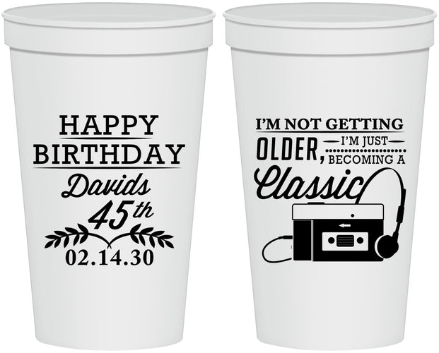 Personalized Birthday 22 oz Stadium Cups - 45th Cassette Tape | 20059