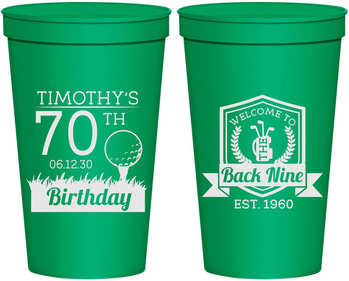 Personalized Birthday 22 oz Stadium Cups - 70th Golf | 20061