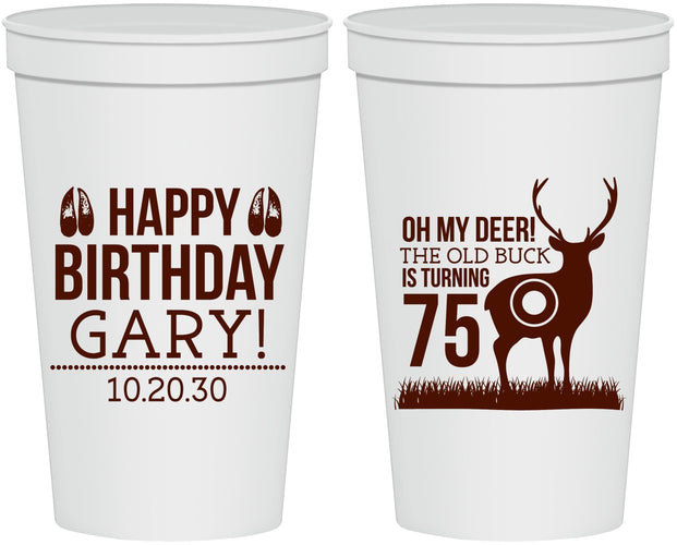 Personalized Birthday 22 oz Stadium Cups - 75th Hunting | 20063