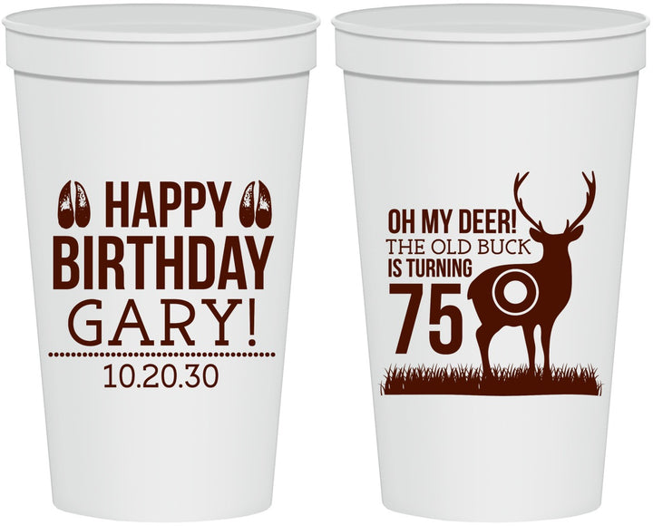 Personalized Birthday 22 oz Stadium Cups - 75th Hunting | 20063