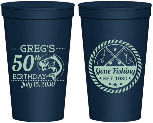 Personalized Birthday 22 oz Stadium Cups - 50th Nautical | 20065
