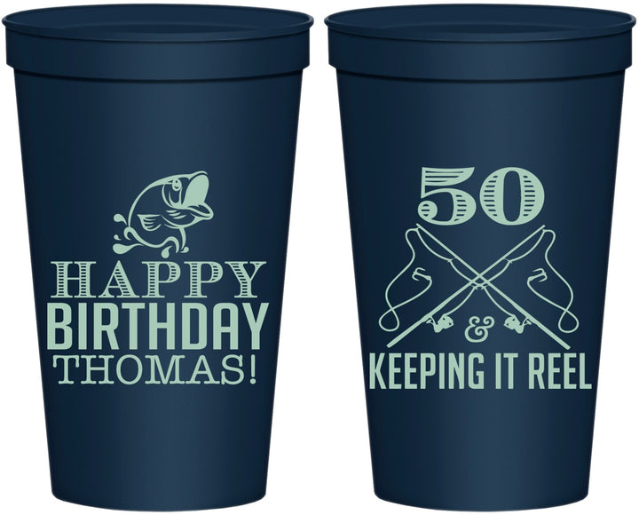 Personalized Birthday 22 oz Stadium Cups - 50th Keeping It Reel | 20066