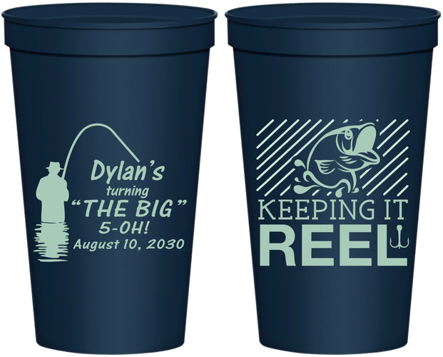 Personalized Birthday 22 oz Stadium Cups - 50th Keeping It Reel | 20067