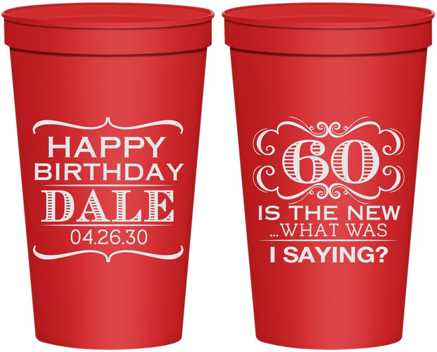 Personalized Birthday 22 oz Stadium Cups - 60th | 20070