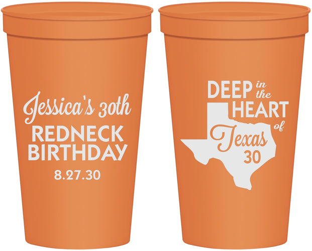 Personalized Birthday 22 oz Stadium Cups - 30th Redneck Texas | 20072
