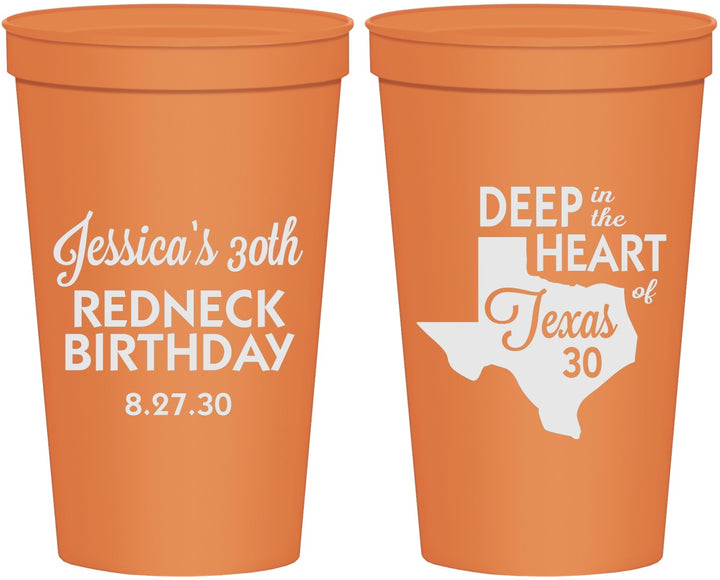 Personalized Birthday 22 oz Stadium Cups - 30th Redneck Texas | 20072