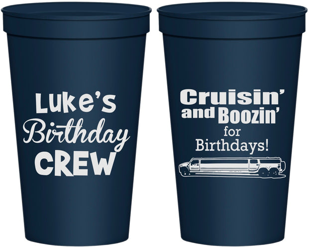 Personalized Birthday 22 oz Stadium Cups - Crusin Boozin | 20073