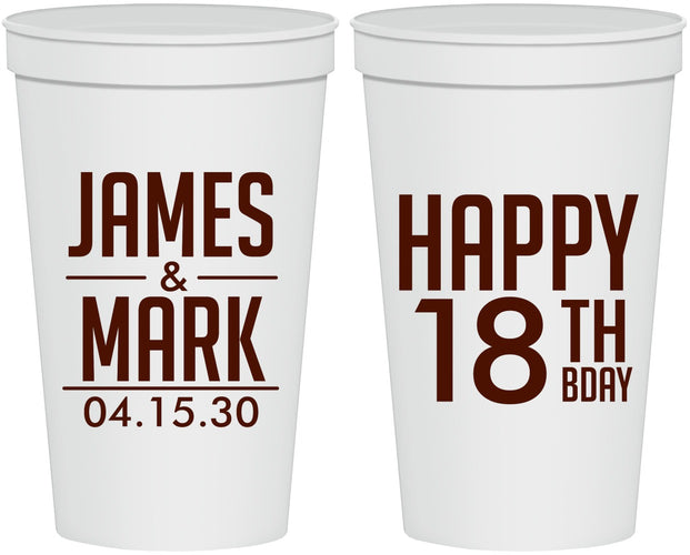 Personalized Birthday 22 oz Stadium Cups - 18th | 20074