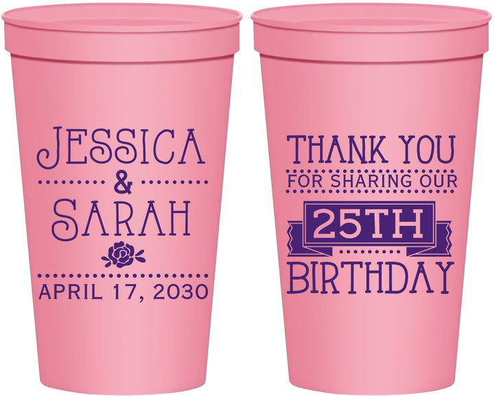 Personalized Birthday 22 oz Stadium Cups - 25th | 20075