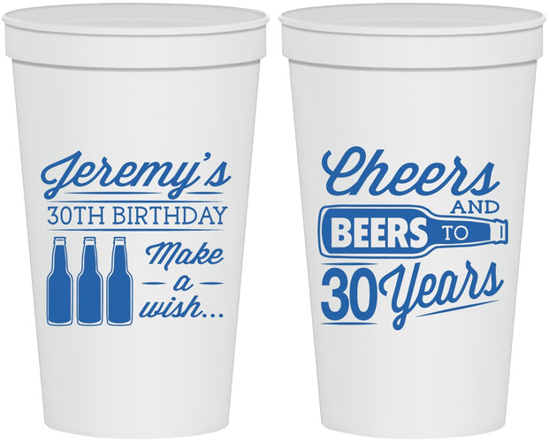Personalized Birthday 22 oz Stadium Cups - Cheers Beers To 30 Years | 20076