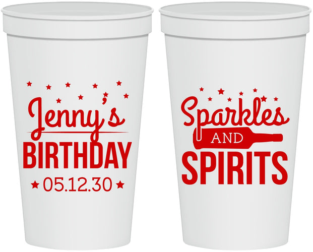 Personalized Birthday 22 oz Stadium Cups - Sparkles Spirits | 20083