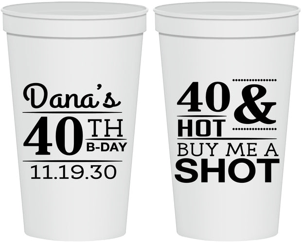 Personalized Birthday 22 oz Stadium Cups - 40th | 20086