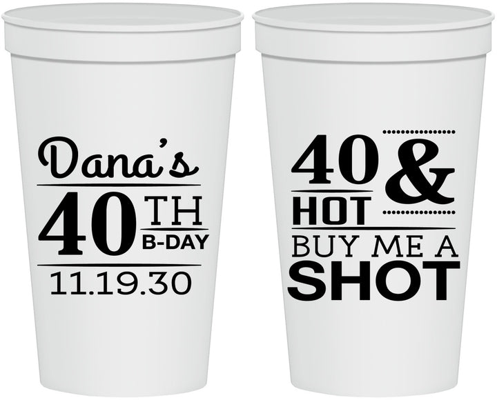 Personalized Birthday 22 oz Stadium Cups - 40th | 20086