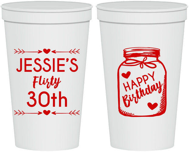 Personalized Birthday 22 oz Stadium Cups - 30th Flirty At Thirty | 20087