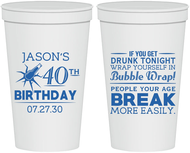 Personalized Birthday 22 oz Stadium Cups - 40th | 20088