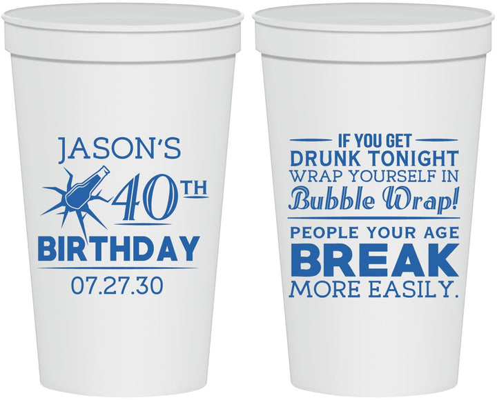 Personalized Birthday 22 oz Stadium Cups - 40th | 20088
