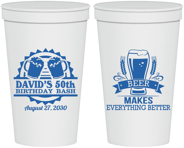 Personalized Birthday 22 oz Stadium Cups - 50th | 20089
