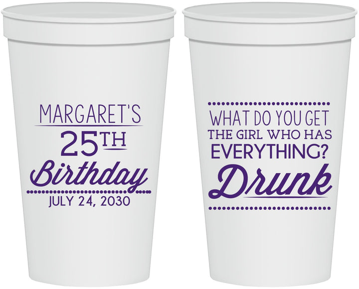 Personalized Birthday 22 oz Stadium Cups - 25th | 20093