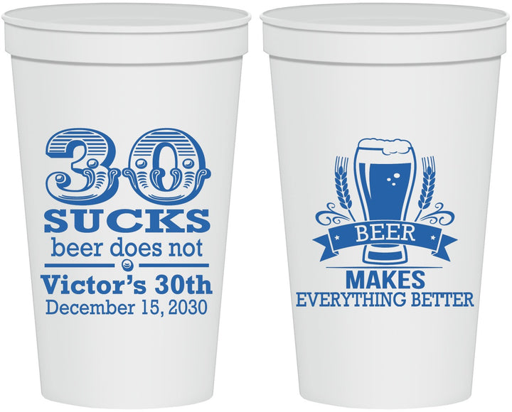 Personalized Birthday 22 oz Stadium Cups - 30th Sucks | 20097