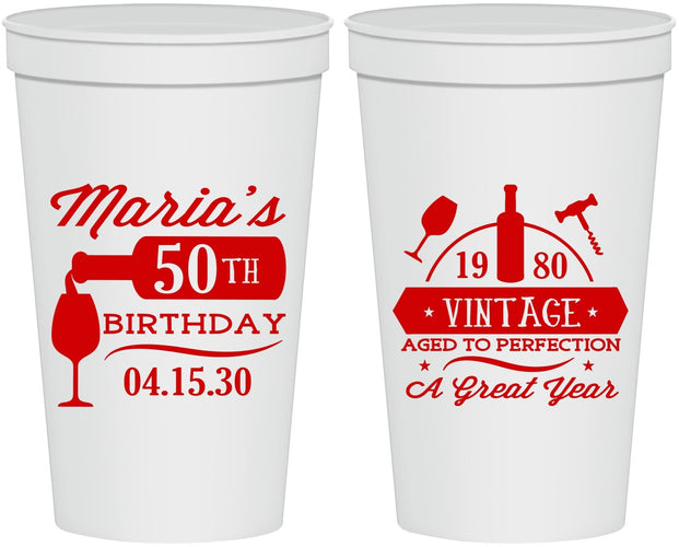 Personalized Birthday 22 oz Stadium Cups - 50th Wine | 20098