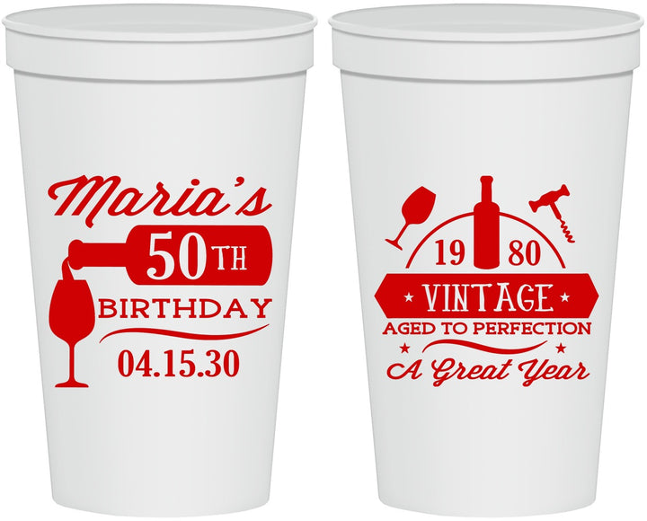 Personalized Birthday 22 oz Stadium Cups - 50th Wine | 20098