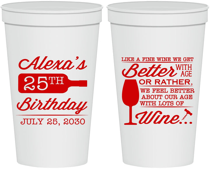 Personalized Birthday 22 oz Stadium Cups - 25th Wine | 20099