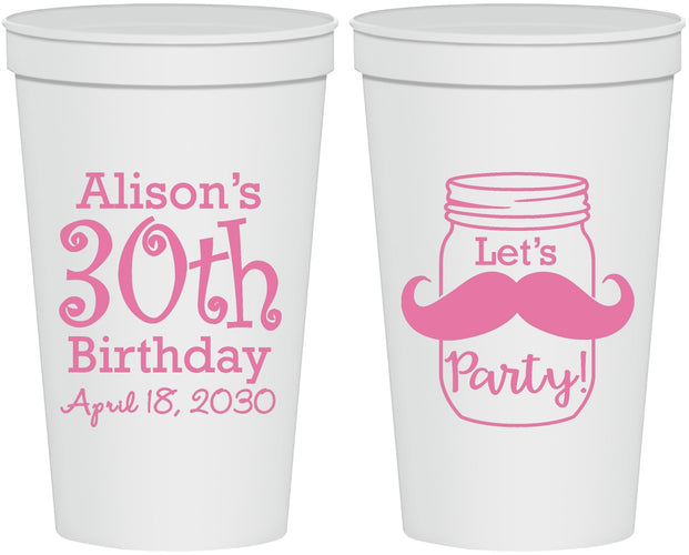 Personalized Birthday 22 oz Stadium Cups - 30th | 20104
