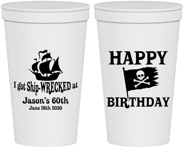 Personalized Birthday 22 oz Stadium Cups - 60th Pirate | 20106