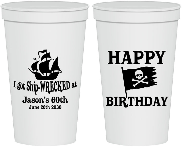 Personalized Birthday 22 oz Stadium Cups - 60th Pirate | 20106