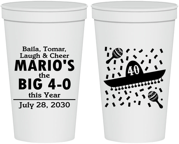 Personalized Birthday 22 oz Stadium Cups - 40th Mexico | 20109