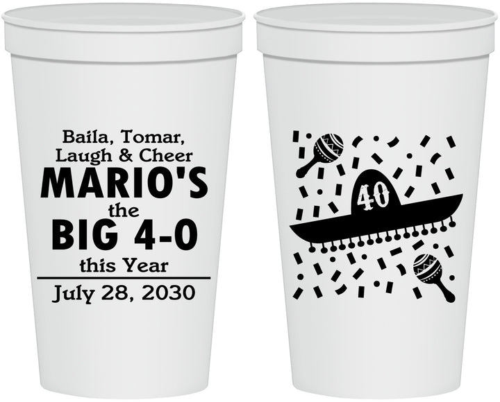 Personalized Birthday 22 oz Stadium Cups - 40th Mexico | 20109