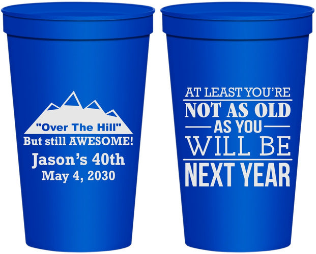 Personalized Birthday 22 oz Stadium Cups - 40th Over The Hill | 20121