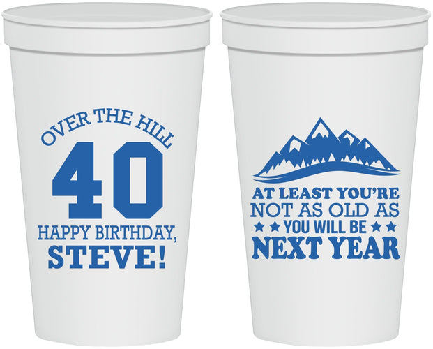 Personalized Birthday 22 oz Stadium Cups - 40th Over The Hill | 20123