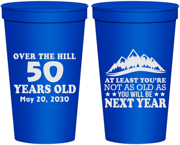 Personalized Birthday 22 oz Stadium Cups - 50th Over The Hill | 20124