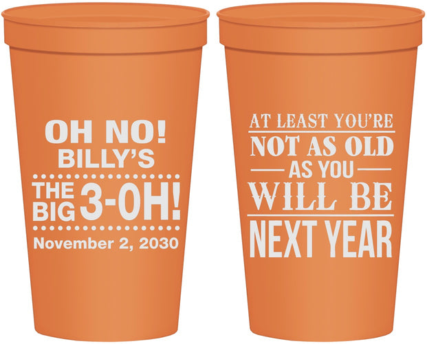 Personalized Birthday 22 oz Stadium Cups - 30th Big 3 Oh | 20125