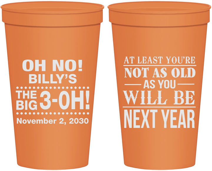 Personalized Birthday 22 oz Stadium Cups - 30th Big 3 Oh | 20125