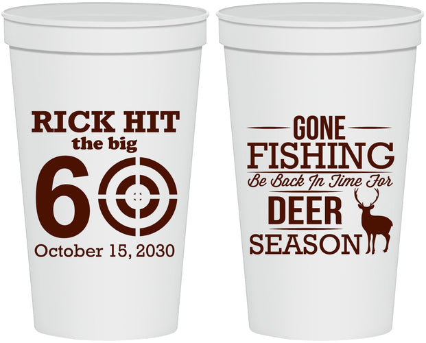 Personalized Birthday 22 oz Stadium Cups - 60th Gone Fishing | 20126