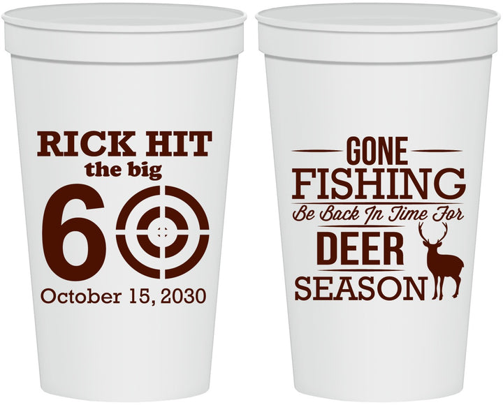 Personalized Birthday 22 oz Stadium Cups - 60th Gone Fishing | 20126