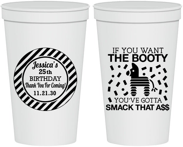Personalized Birthday 22 oz Stadium Cups - 25th Smack Ass | 20138