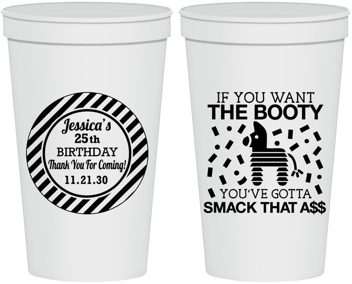 Personalized Birthday 22 oz Stadium Cups - 25th Smack Ass | 20138