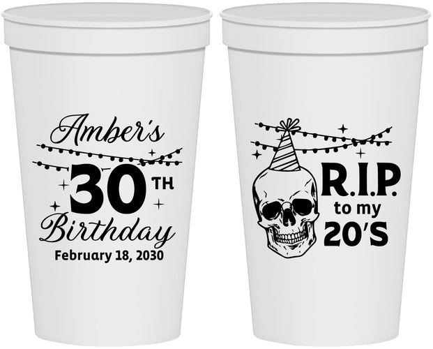 Personalized Birthday 22 oz Stadium Cups - 30th Rip 20 | 20140