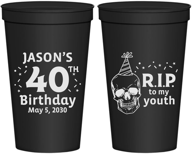 Personalized Birthday 22 oz Stadium Cups - 40th Rip Youth | 20141