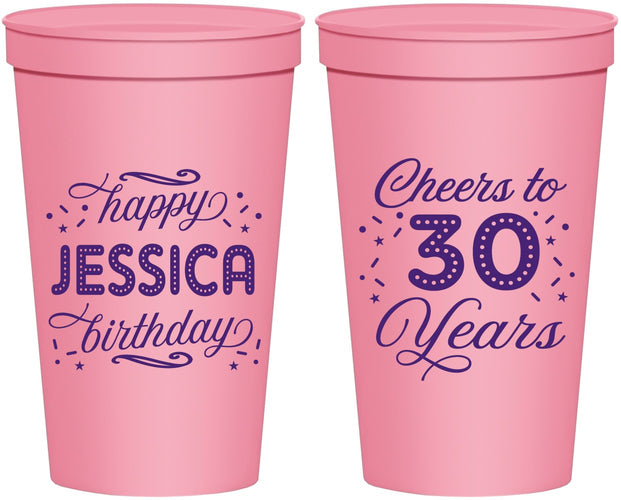 Personalized Birthday 22 oz Stadium Cups - Cheers To 30 Years | 20142
