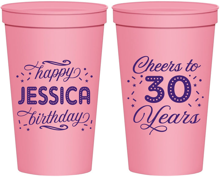 Personalized Birthday 22 oz Stadium Cups - Cheers To 30 Years | 20142