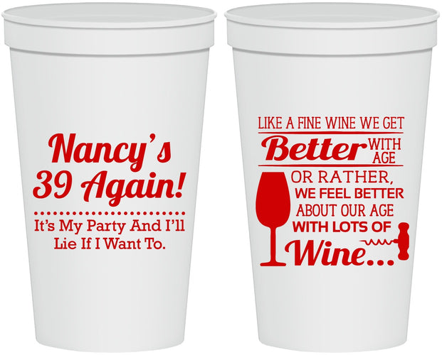 Personalized Birthday 22 oz Stadium Cups - 40th Wine | 20154