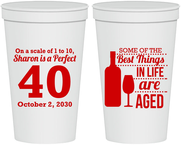 Personalized Birthday 22 oz Stadium Cups - 40th Wine | 20155